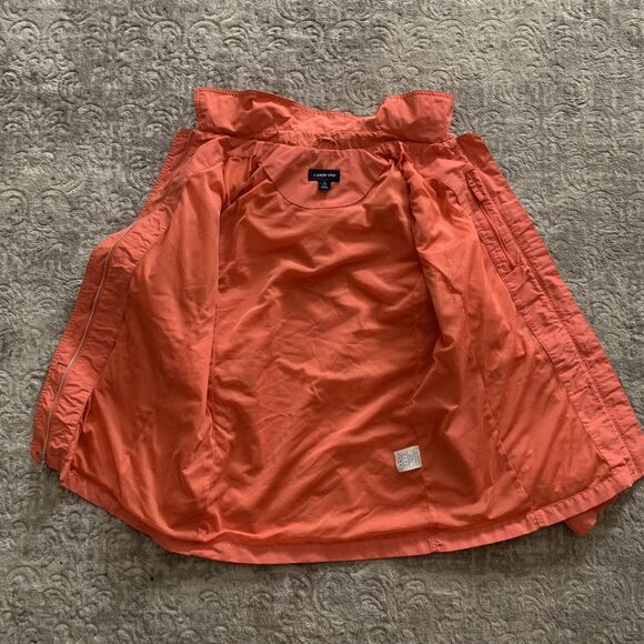 Lands End Rain Jacket Womens Small Orange Detachable Hood Full Zip Nylon - Picture 6 of 8